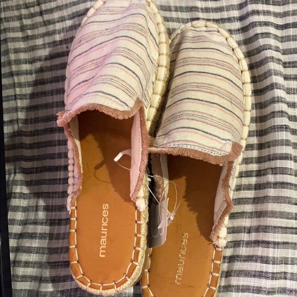 Maurices Boho Striped Slip On Slides Fringe Size 7